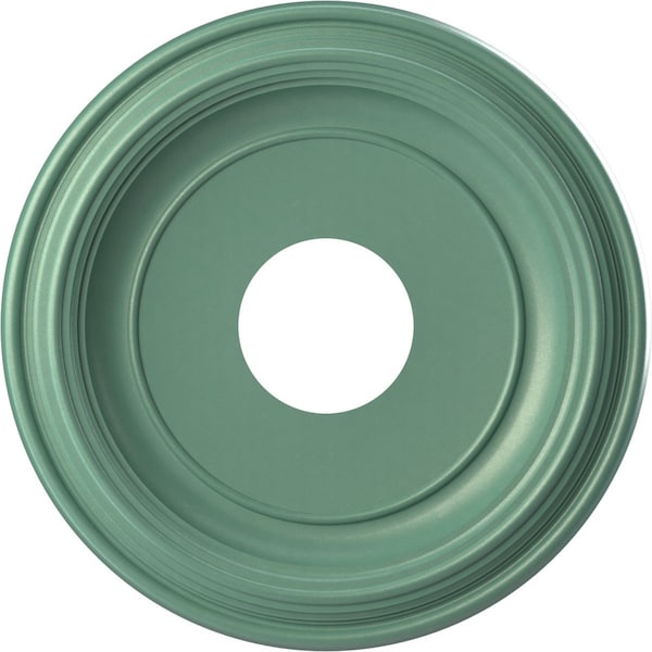 Ekena Millwork Traditional PVC Medallion (Canopies up to 7 1/2"), 13"OD x 3 1/2"ID x 1 1/4"P, Metallic Sea Mist CMP13TRFSM - main